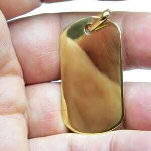 18k Gold Sterling Silver Dog Tag Pendant